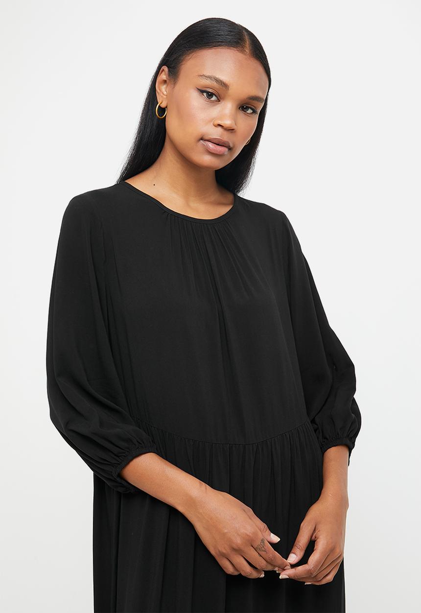 edit - 3/4 bellow sleeve tiered maxi - black