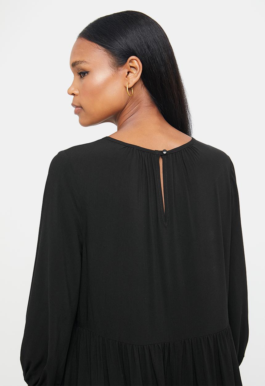 edit - 3/4 bellow sleeve tiered maxi - black