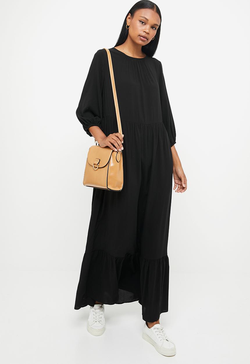 edit - 3/4 bellow sleeve tiered maxi - black