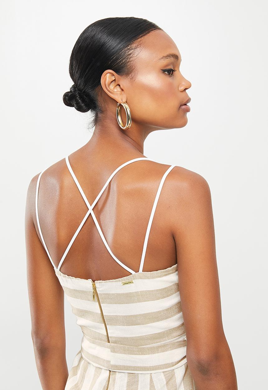 SISSY BOY - Stripe right jumpsuit - stone & white 