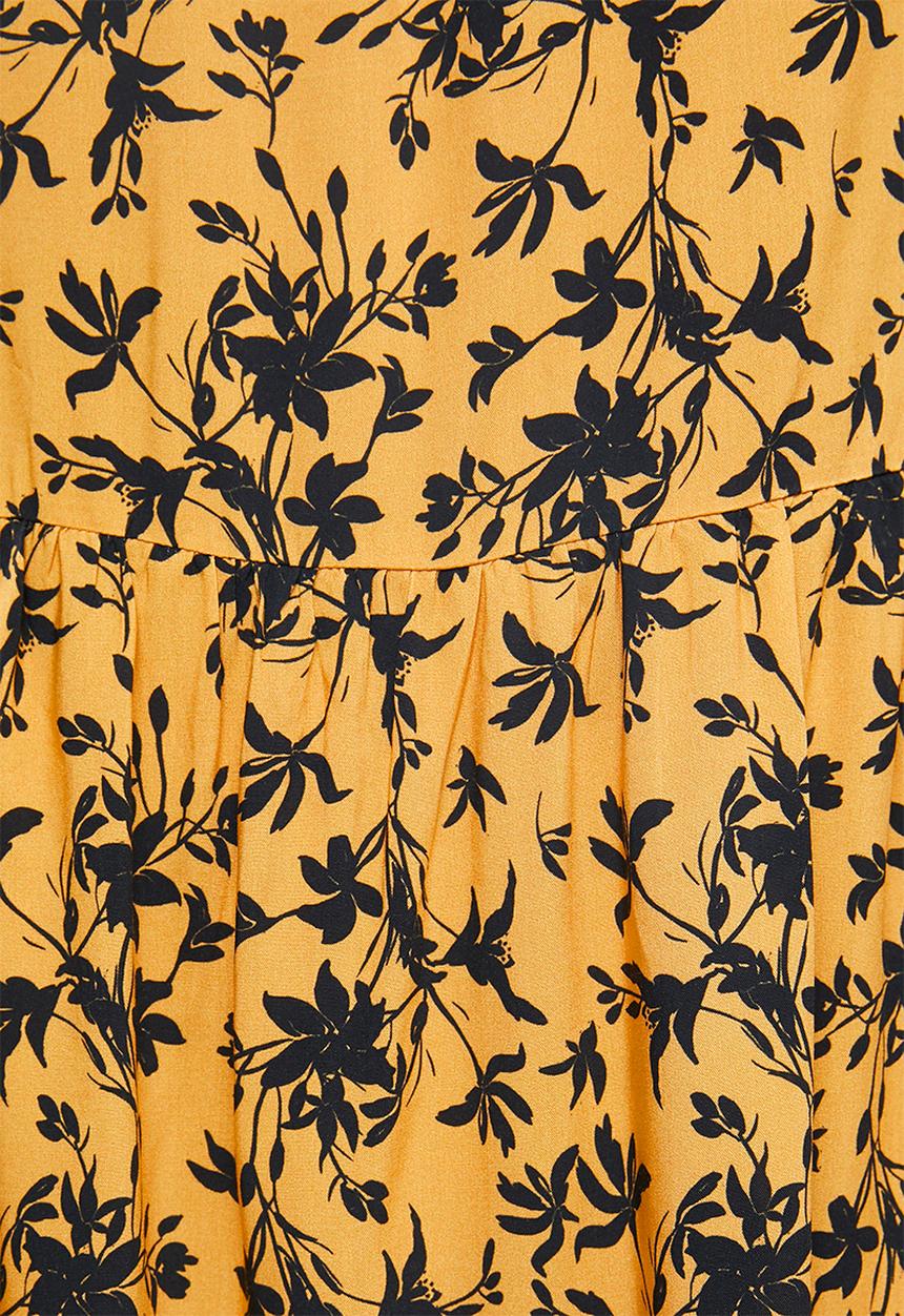 edit - 3/4 bellow sleeve tiered maxi - yellow & black 