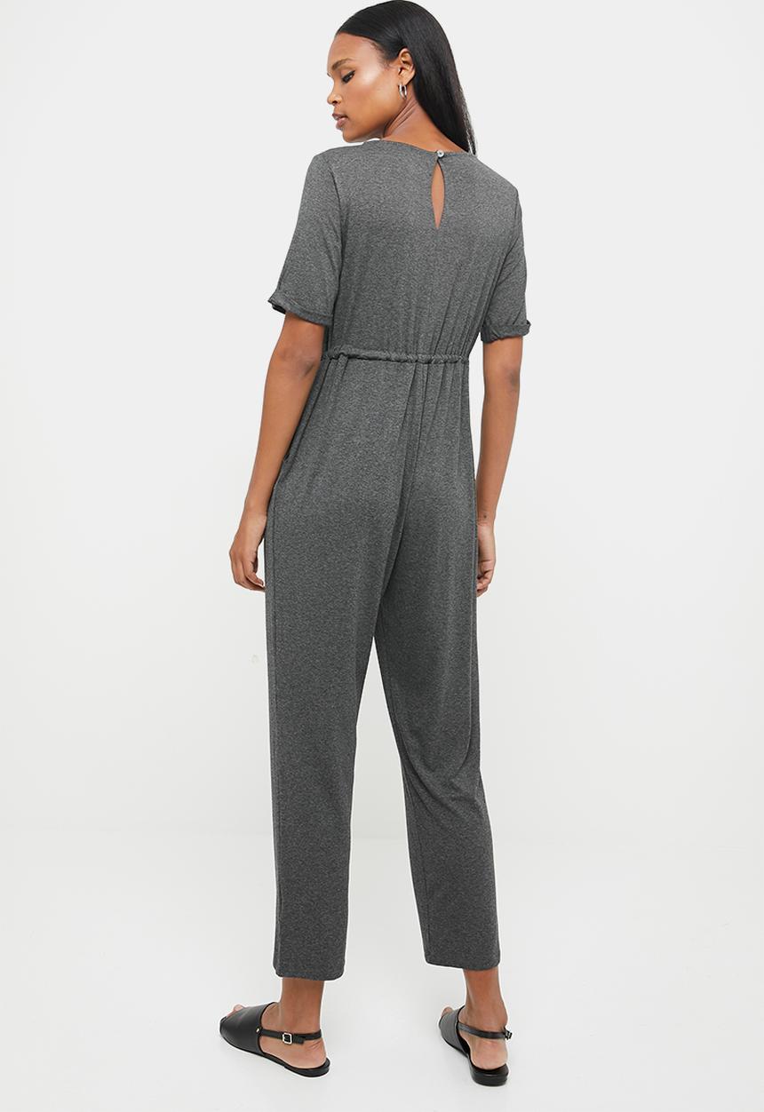 edit - Round neck waisted jumpsuit - grey