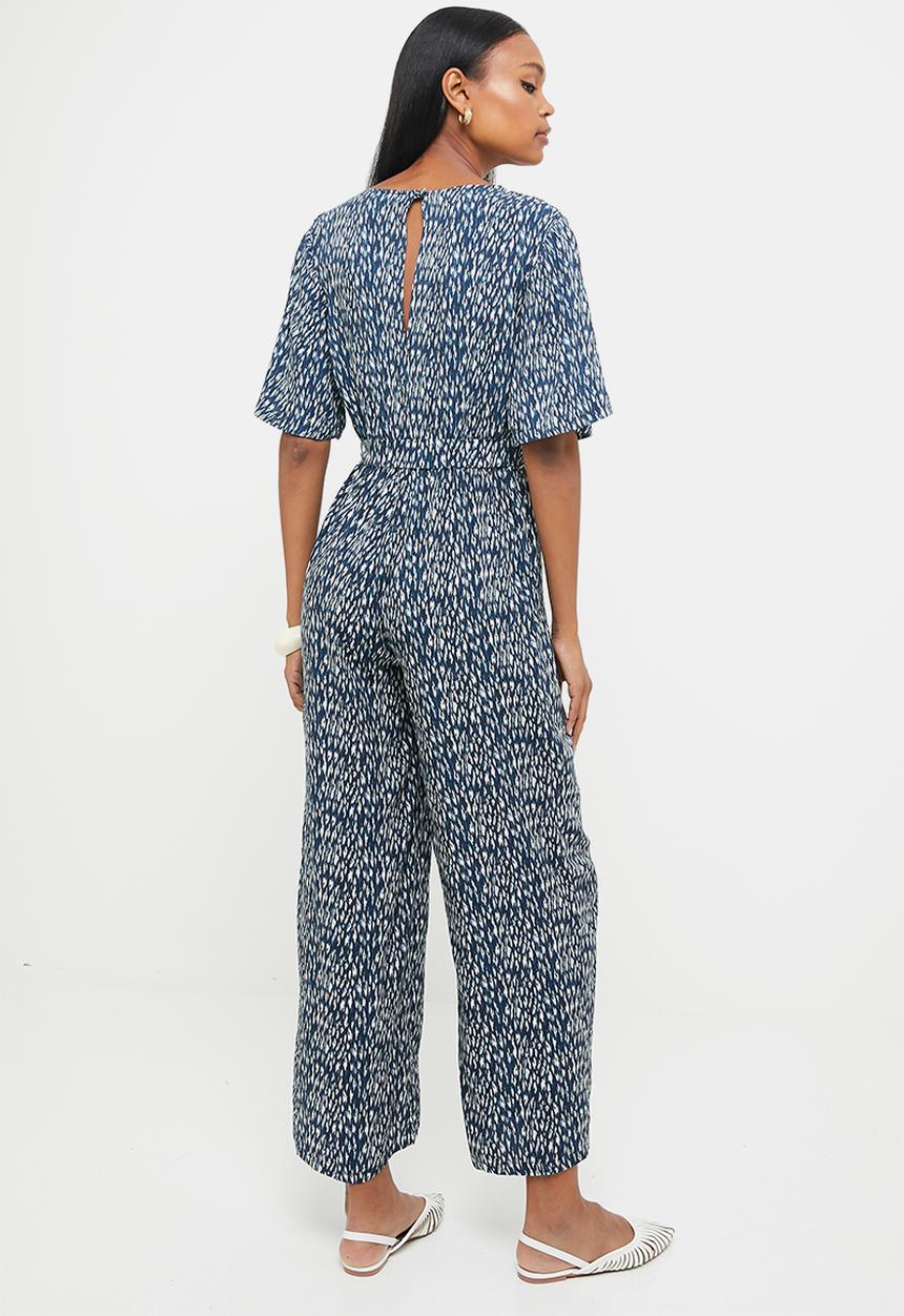 edit - Short sleeve woven wrap jumpsuit - multi 