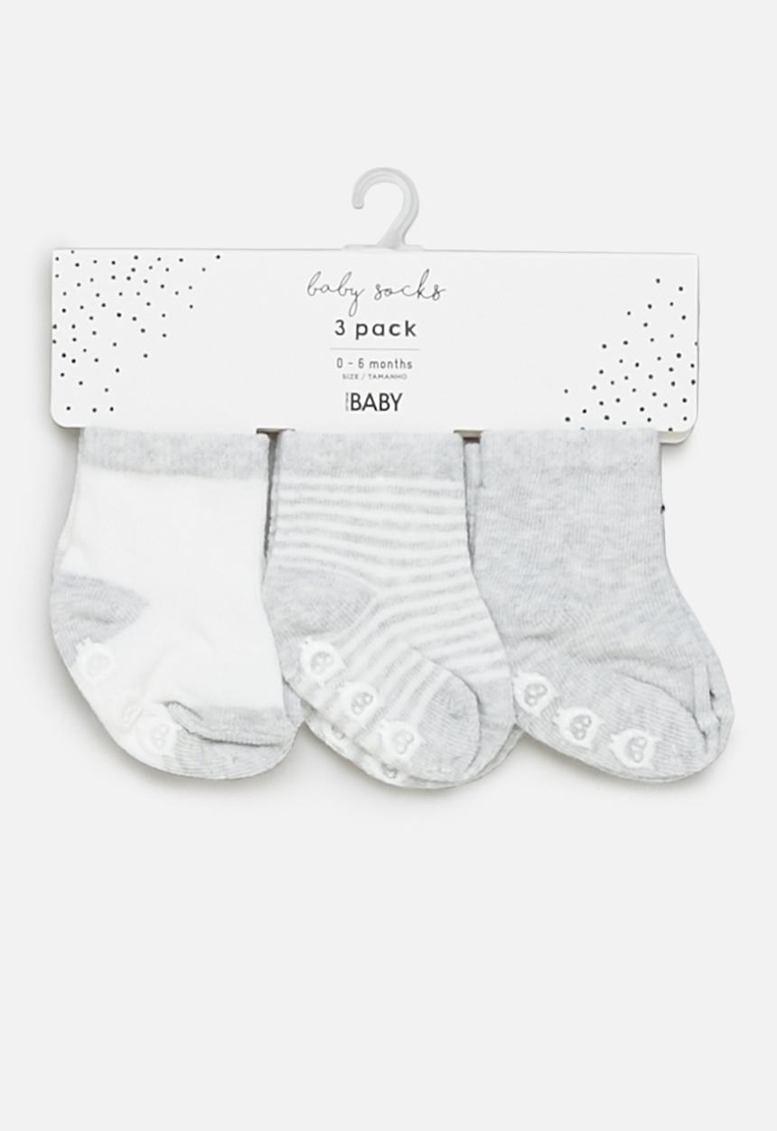 Cotton On - 3 Pack baby socks - grey & white 