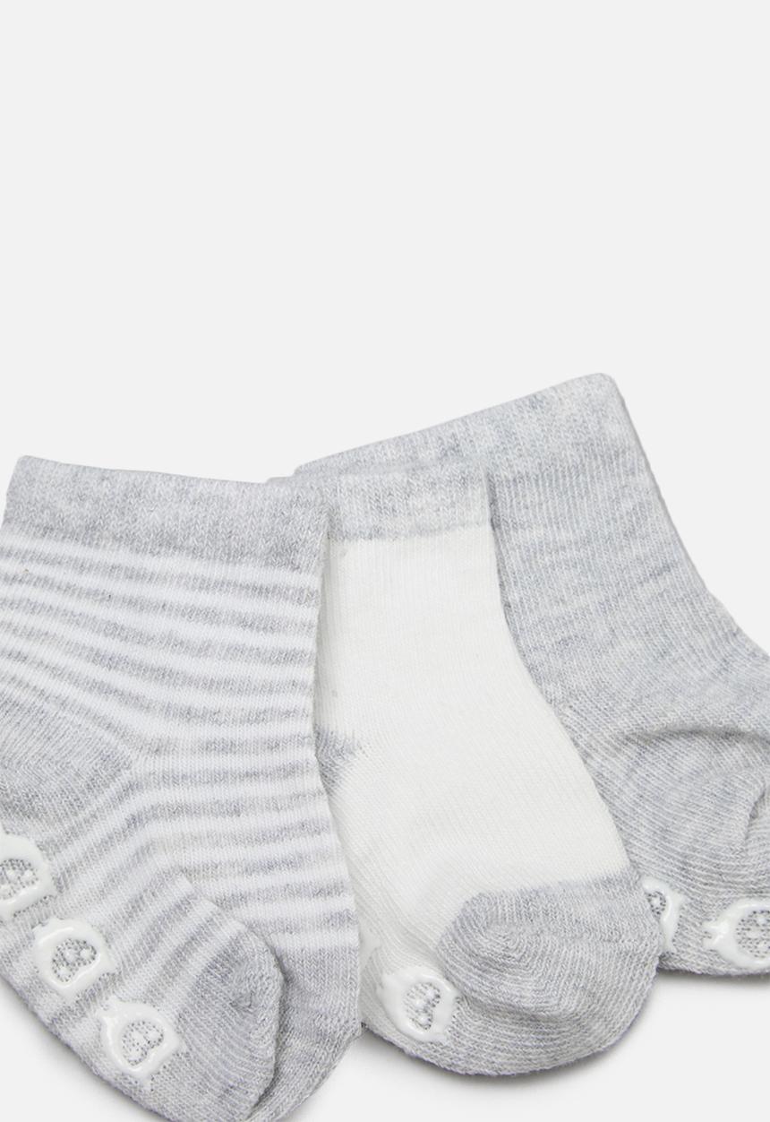 Cotton On - 3 Pack baby socks - grey & white 
