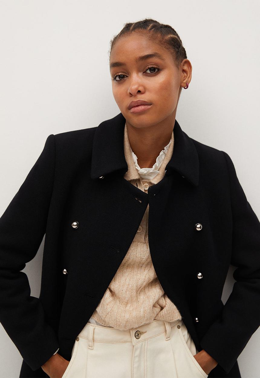 MANGO - Coat bombons - black