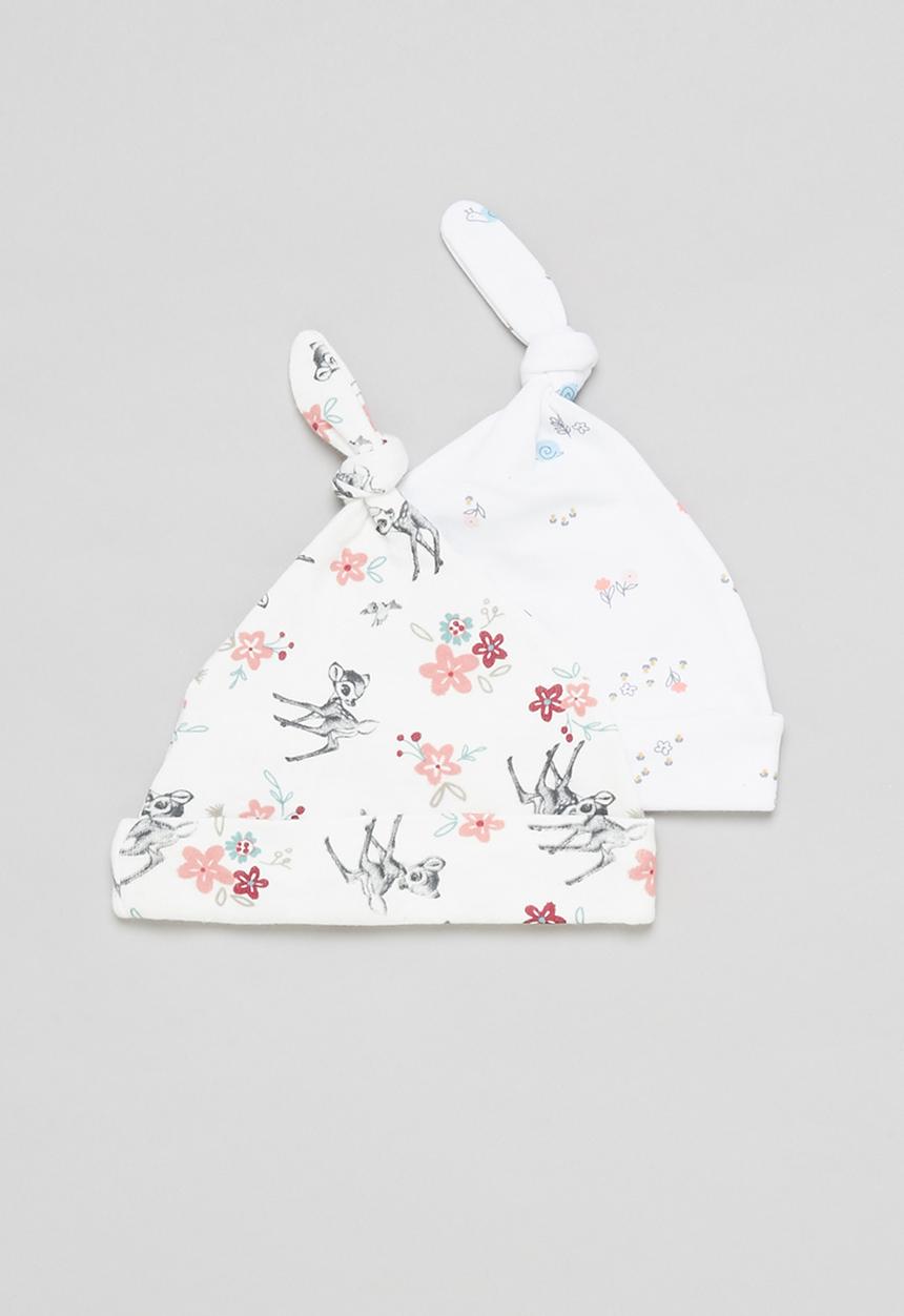 Pop Candy - Girls 2 pack printed beanies -  white 