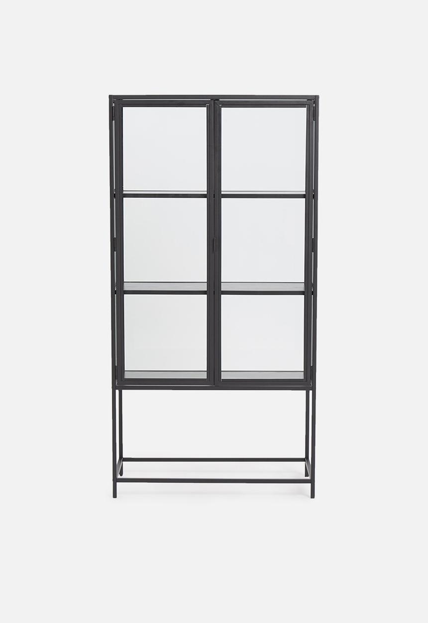 Sixth Floor - Seaford glass cabinet - black & glass