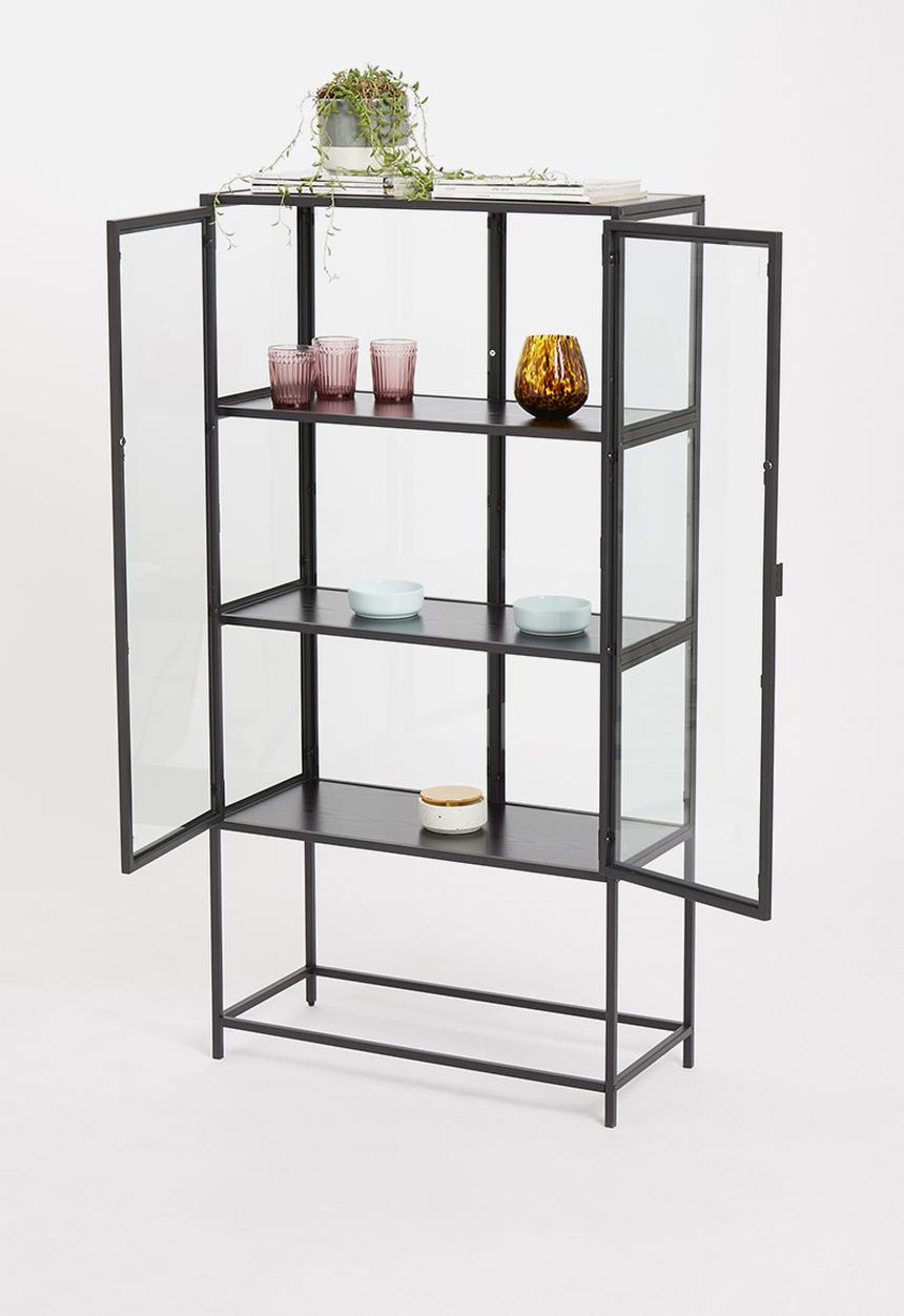 Sixth Floor - Seaford glass cabinet - black & glass