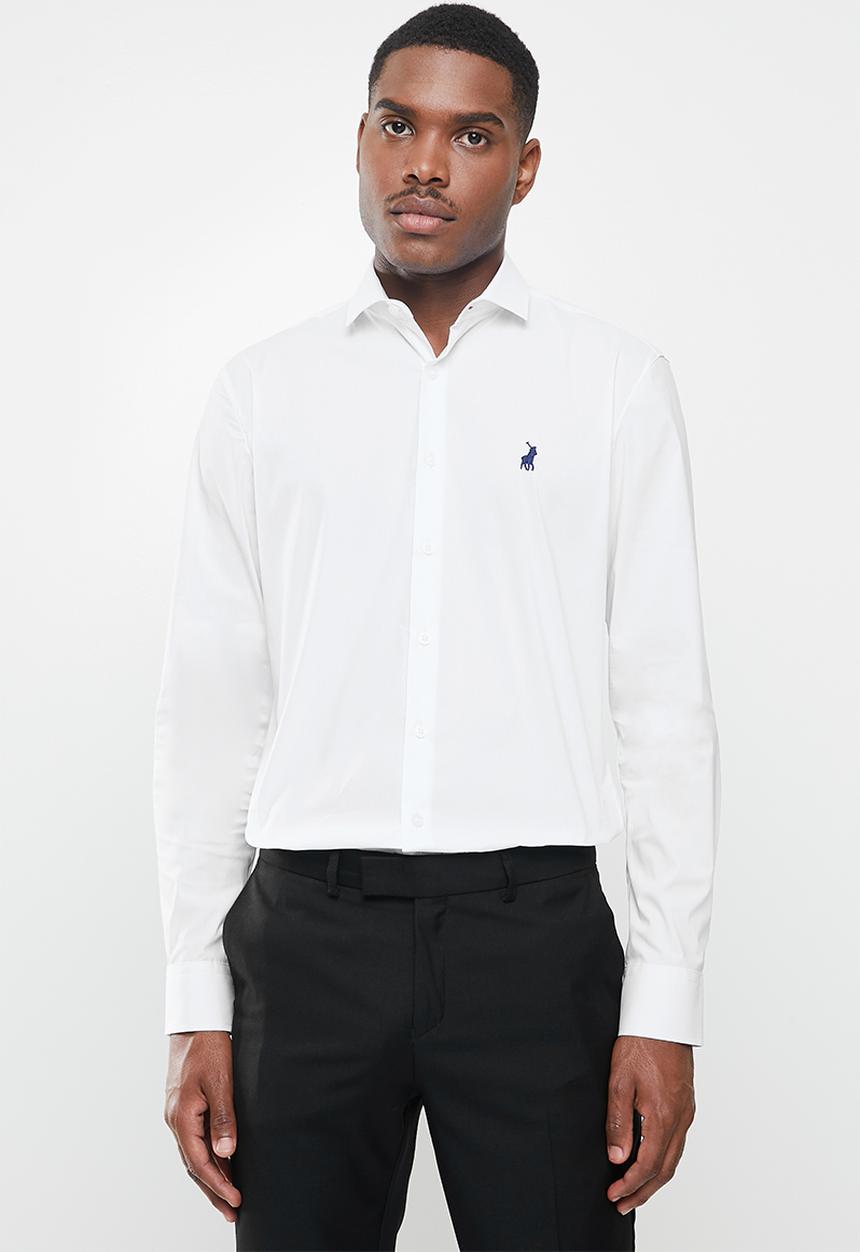 POLO - Christian plain long sleeve signature shirt - white