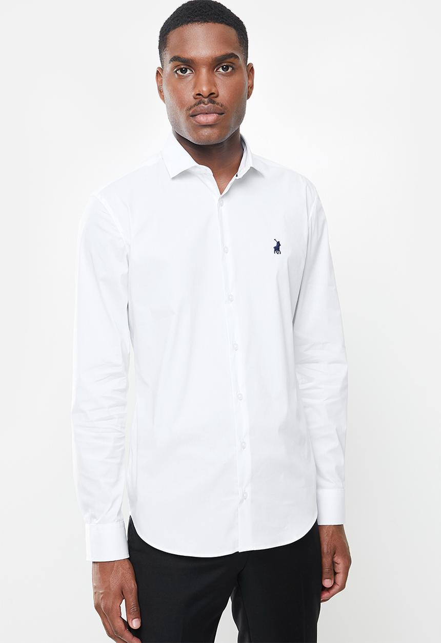 POLO - Christian plain long sleeve signature shirt - white