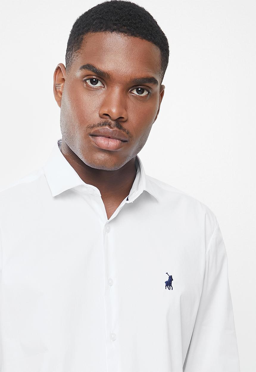 POLO - Christian plain long sleeve signature shirt - white