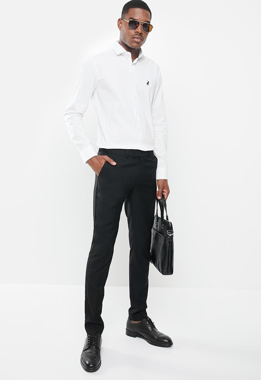 POLO - Christian plain long sleeve signature shirt - white