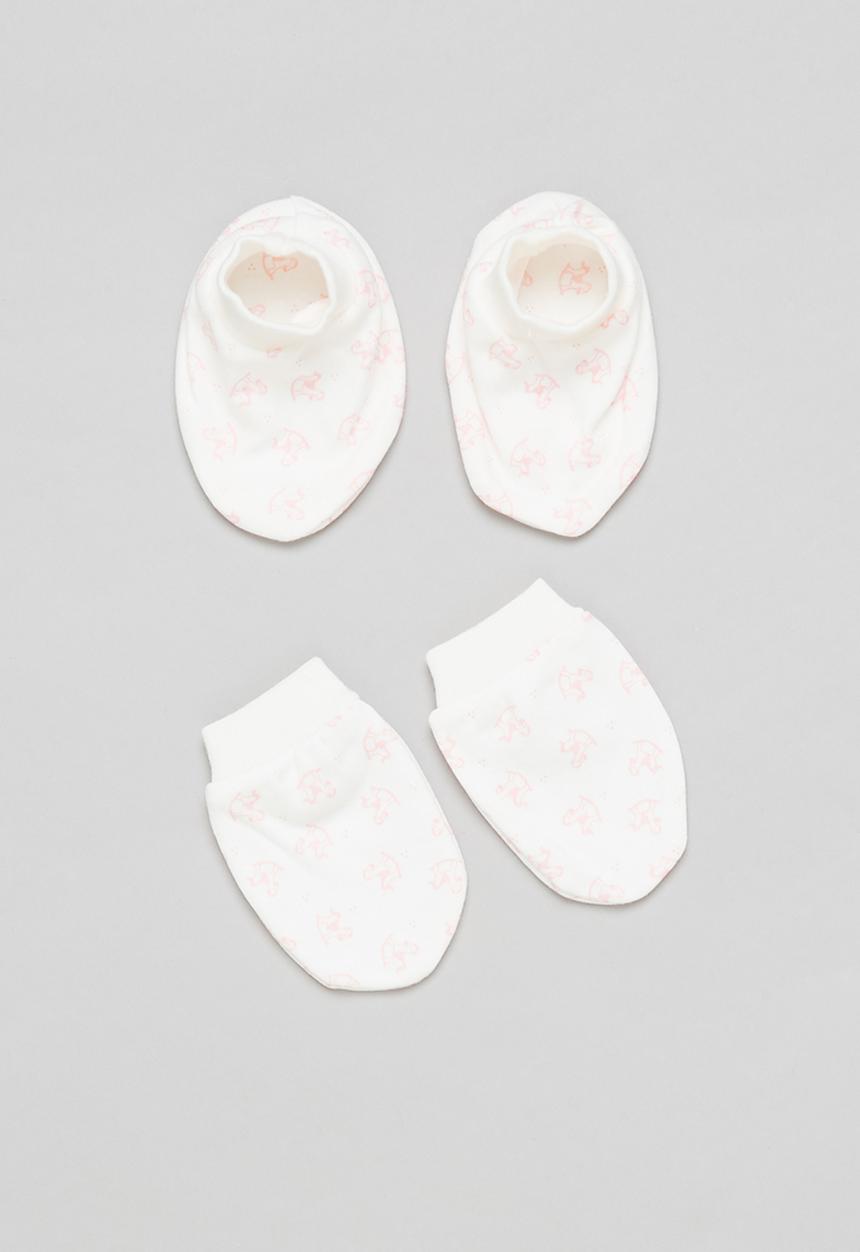 Pop Candy - Girls socks & mittens set - pink & white 