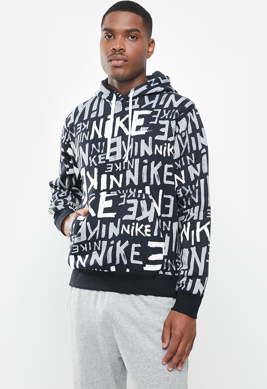 Nike - Nike sportswear club pullover hoodie  - black & white 