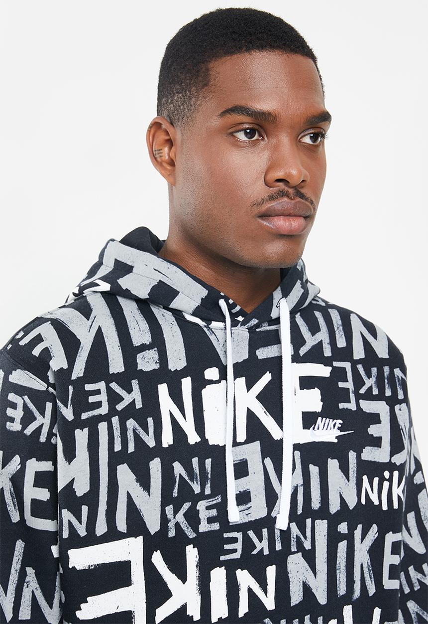 Nike - Nike sportswear club pullover hoodie  - black & white 