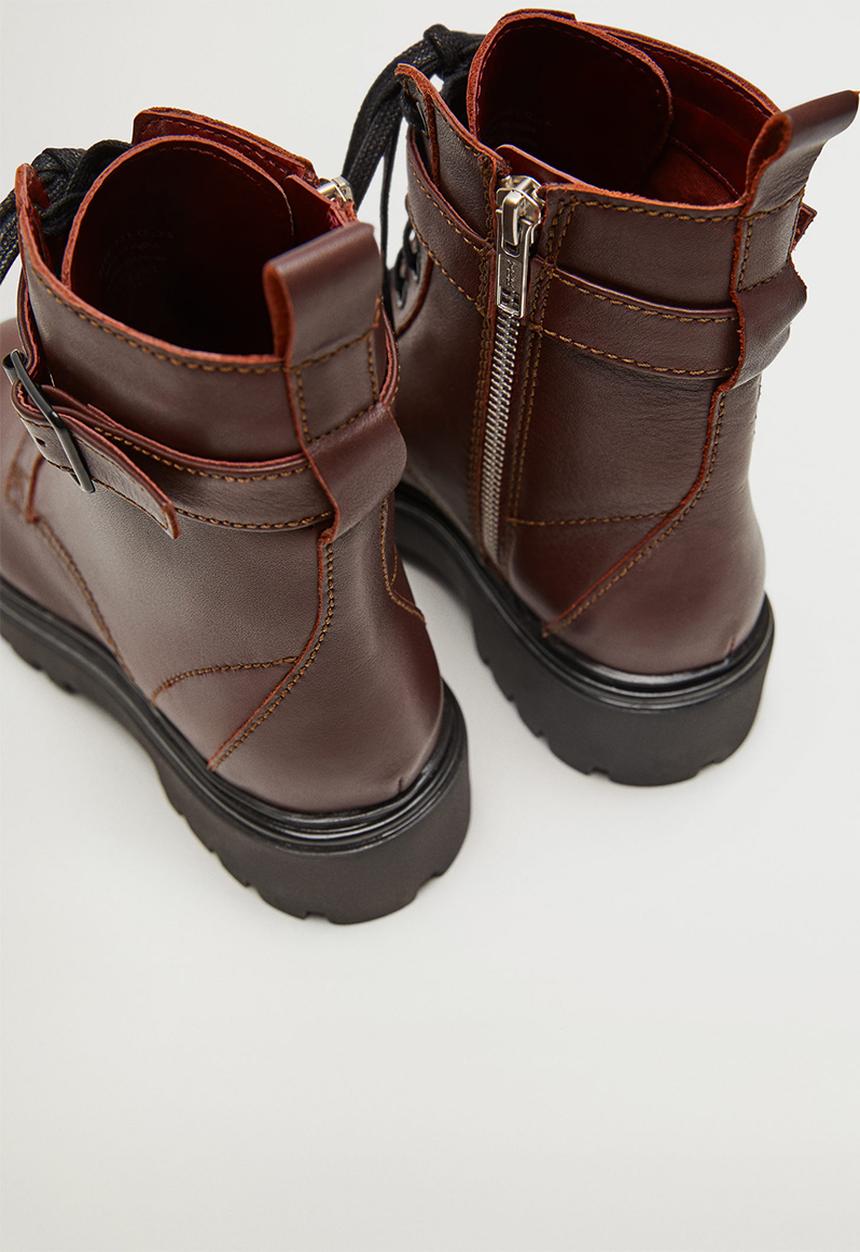 MANGO - Beatle leather ankle boot - dark red