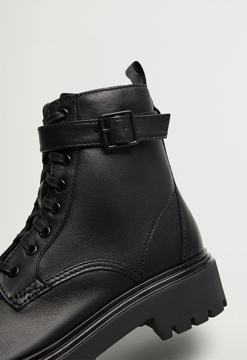 MANGO - Beatle leather ankle boot - black