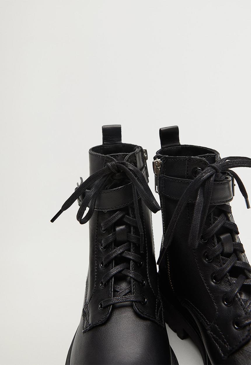 MANGO - Beatle leather ankle boot - black