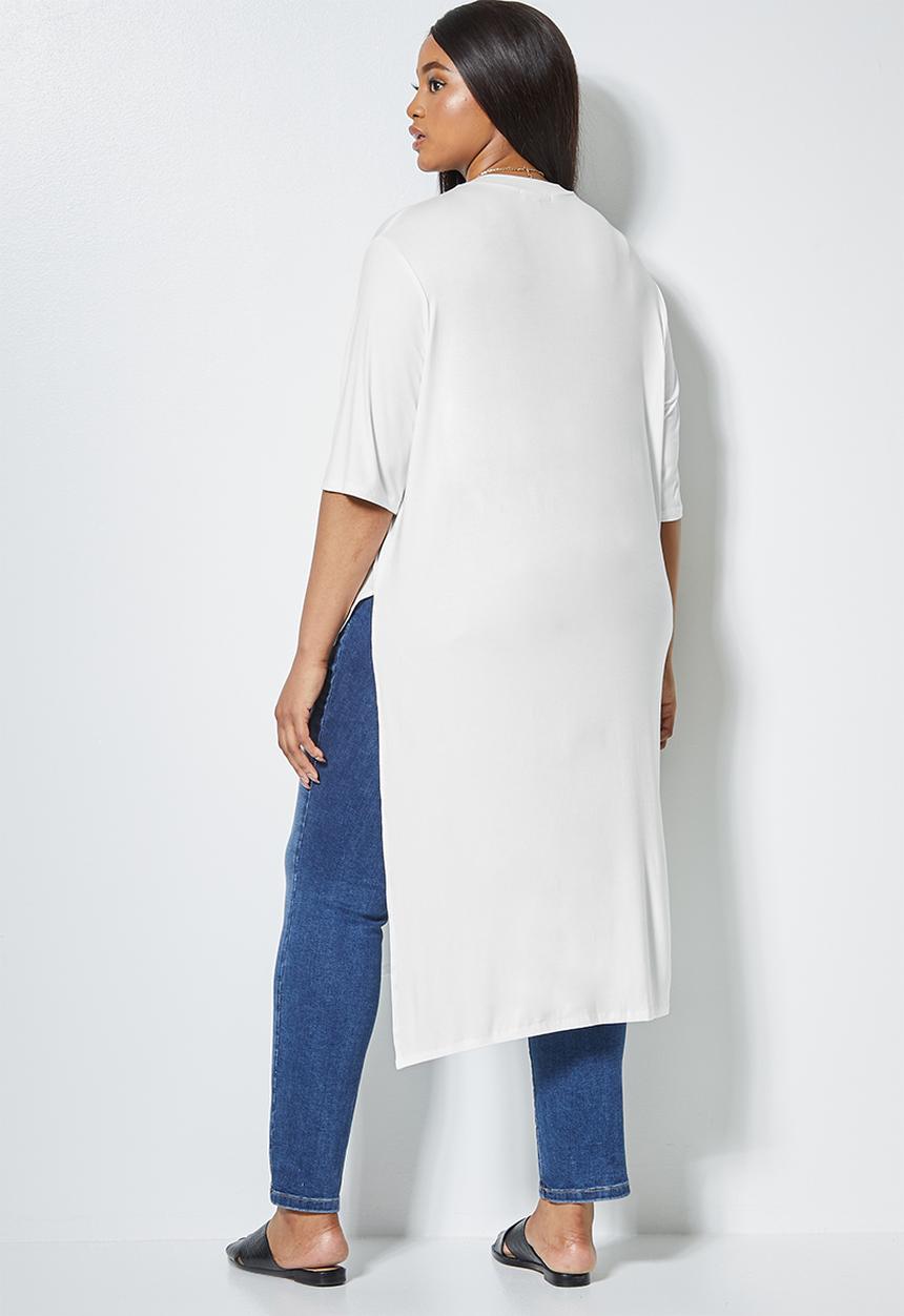 Superbalist - Turtle neck high slit tunic - white 