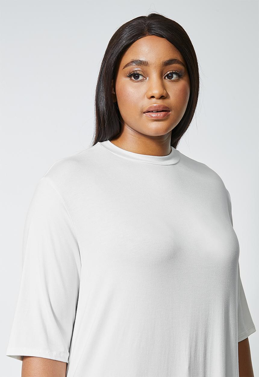 Superbalist - Turtle neck high slit tunic - white 