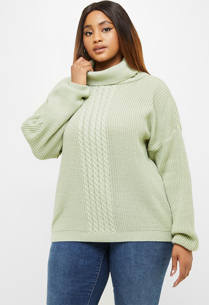 edit Plus - Slouchy stitch detail jumper - sage