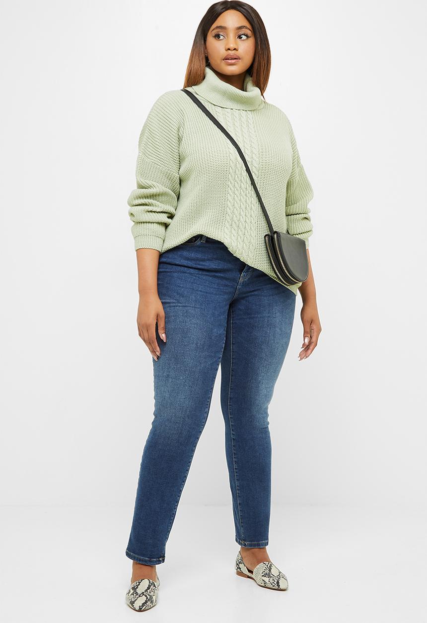 edit Plus - Slouchy stitch detail jumper - sage