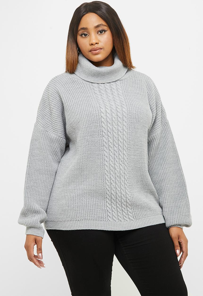 edit Plus - Slouchy stitch detail jumper - grey