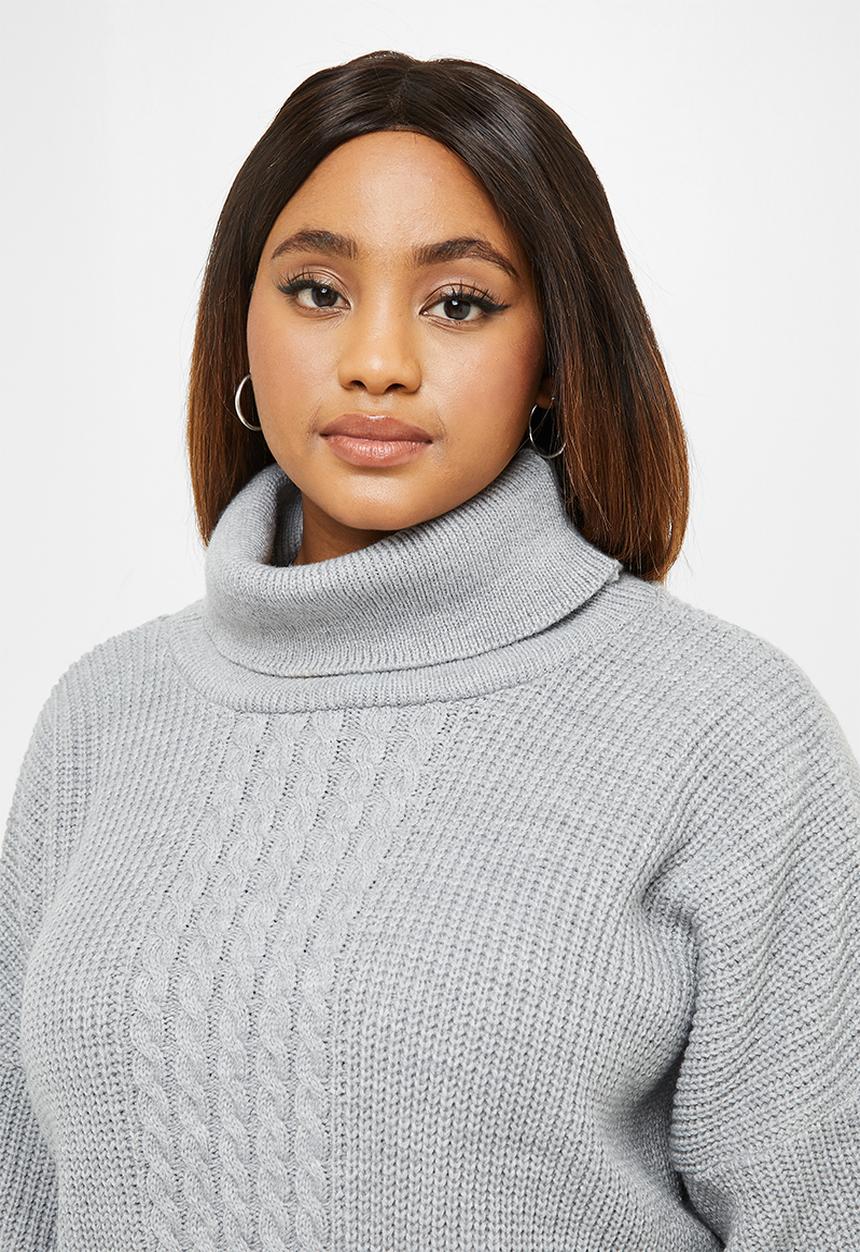 edit Plus - Slouchy stitch detail jumper - grey
