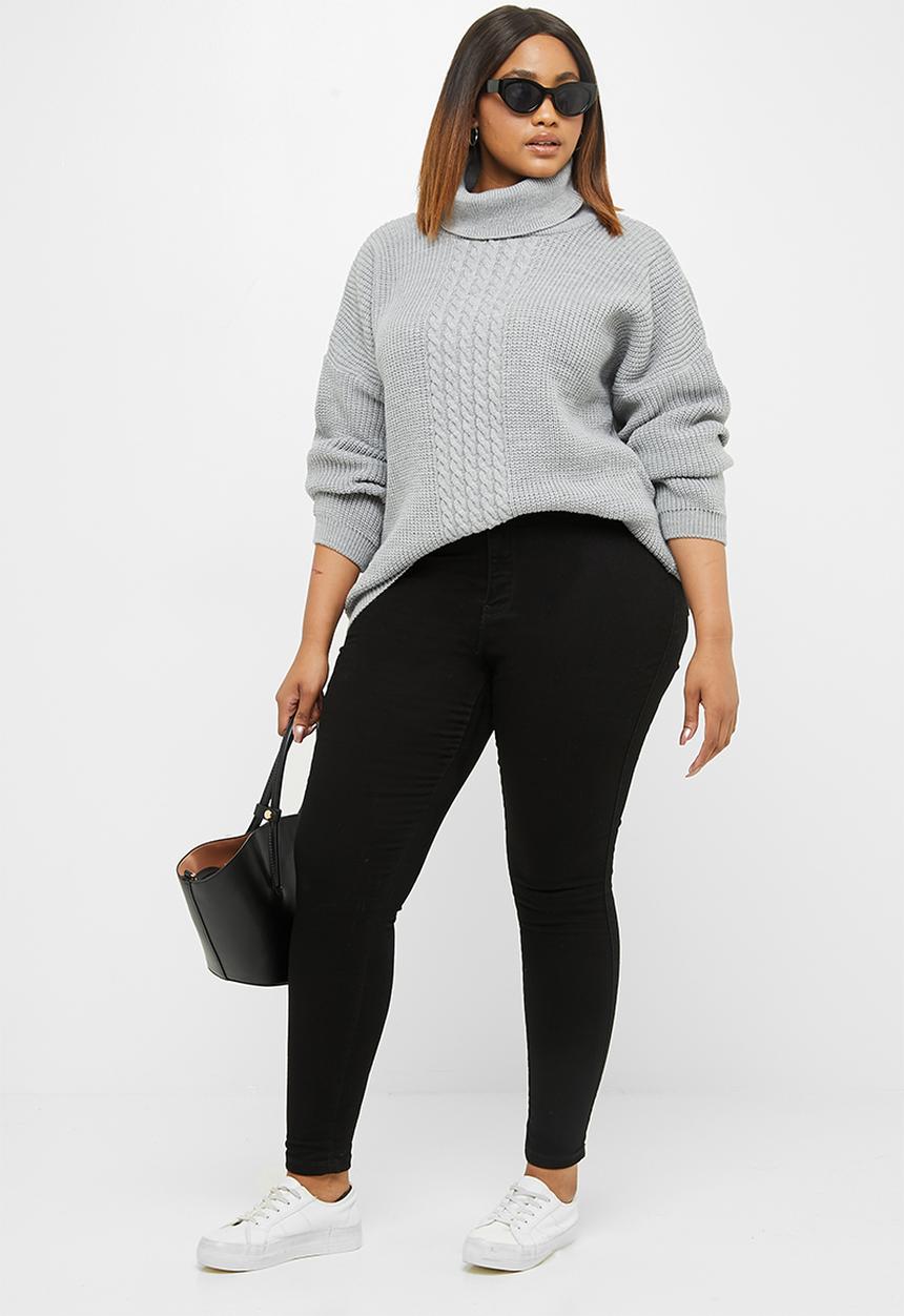 edit Plus - Slouchy stitch detail jumper - grey