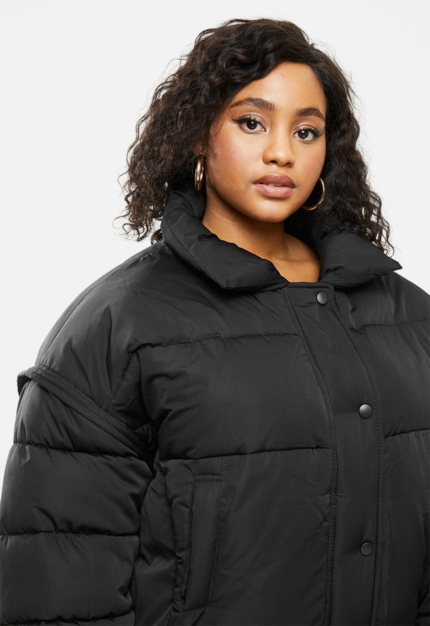 Missguided - Plus ultimate fur collar puffer jacket - black