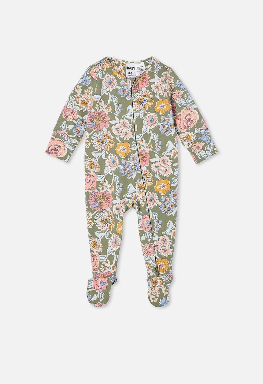 Cotton On - The long sleeve zip romper - silver sage/matilda floral