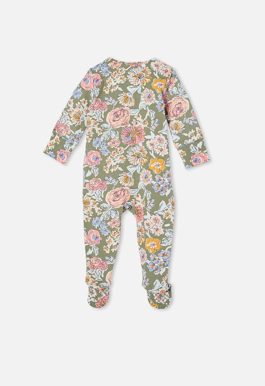 Cotton On - The long sleeve zip romper - silver sage/matilda floral