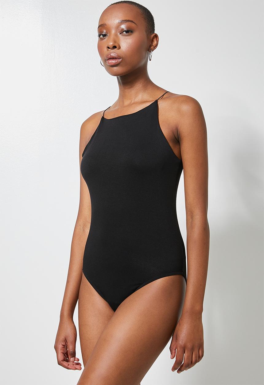 Superbalist - 2 Pack halter neck bodysuit with elastic straps - black & white