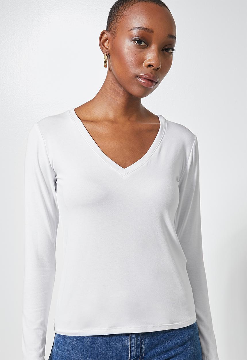 Superbalist - 2 Pack fitted viscose V-neck tee's - black & white