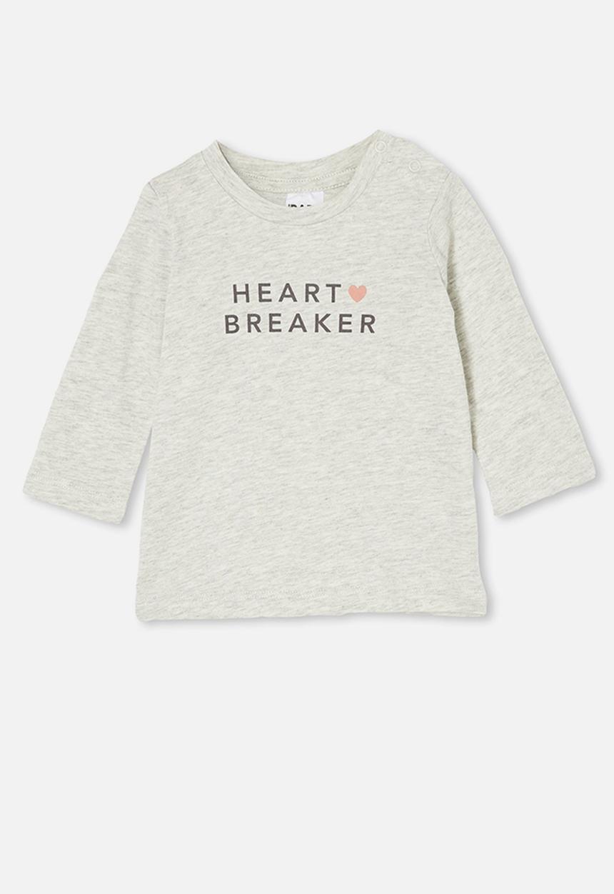 Cotton On - Jamie long sleeve tee - cloud marle/heart breaker