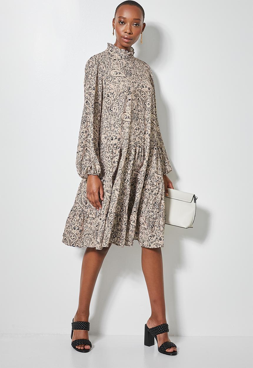 Superbalist - Pie crust tiered dress - neutral 