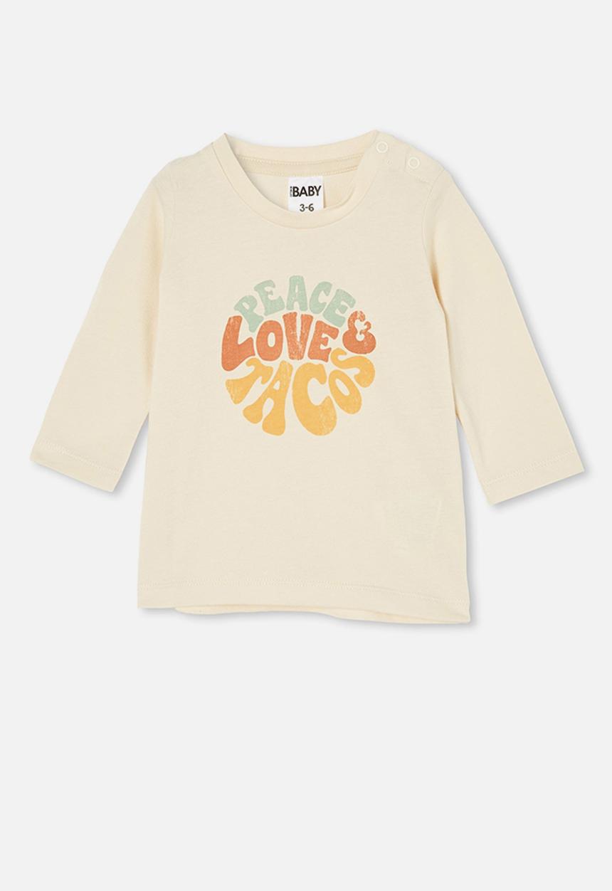 Cotton On - Jamie long sleeve tee - dark vanilla/peace love tacos