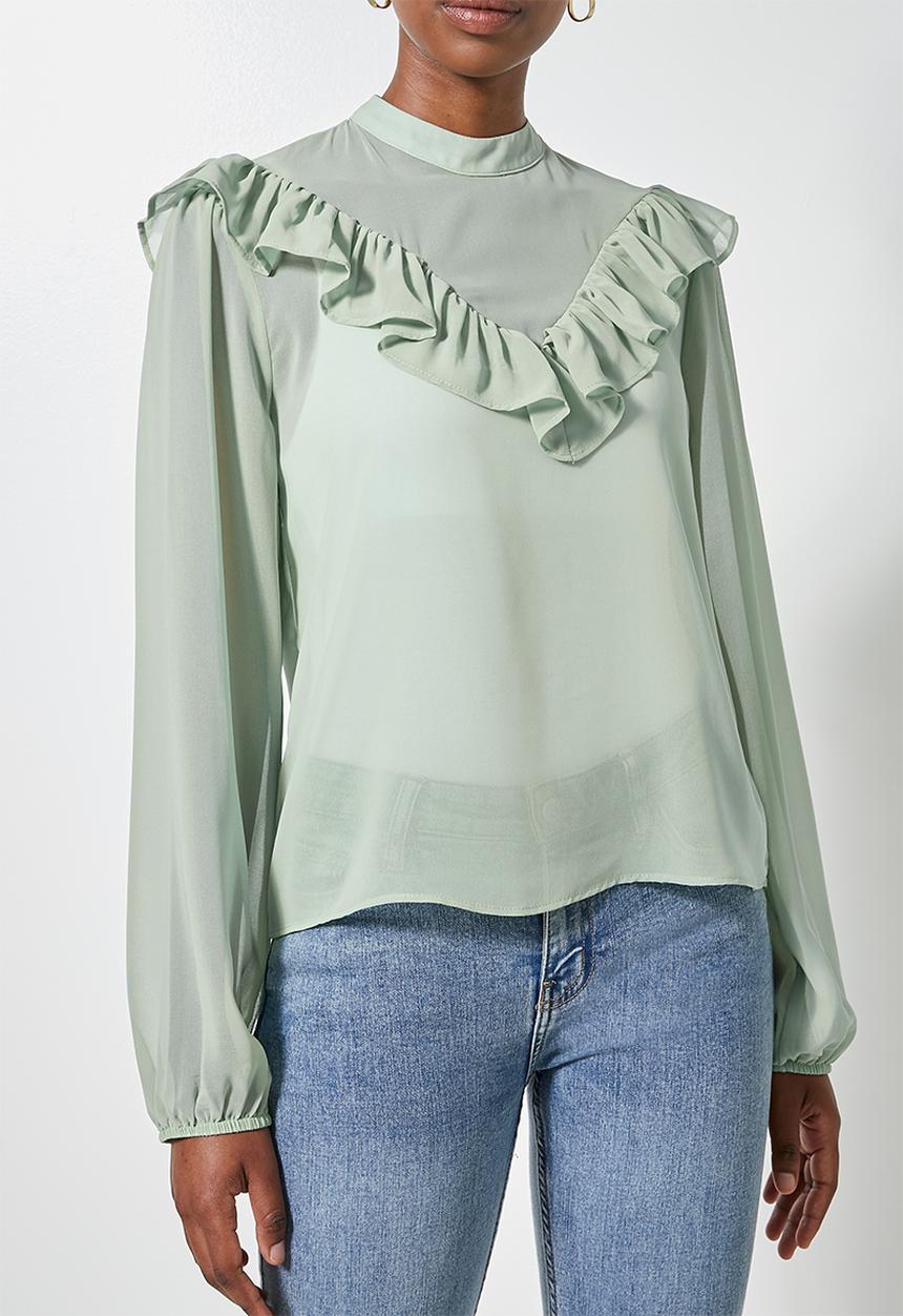 Superbalist - Femme ruffle blouse - sage
