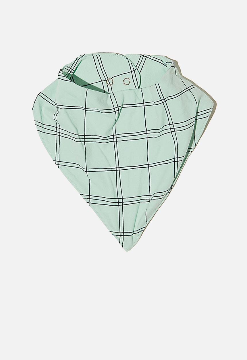 Cotton On - The bandana bib - duck egg/sketchy grid