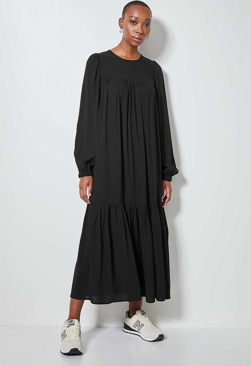 Superbalist - Empire cutline tiered dress with tie dtl  - black