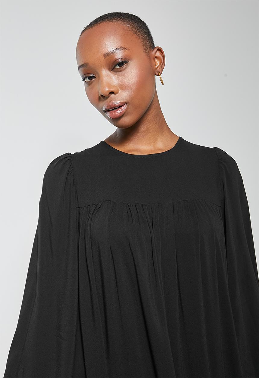Superbalist - Empire cutline tiered dress with tie dtl  - black