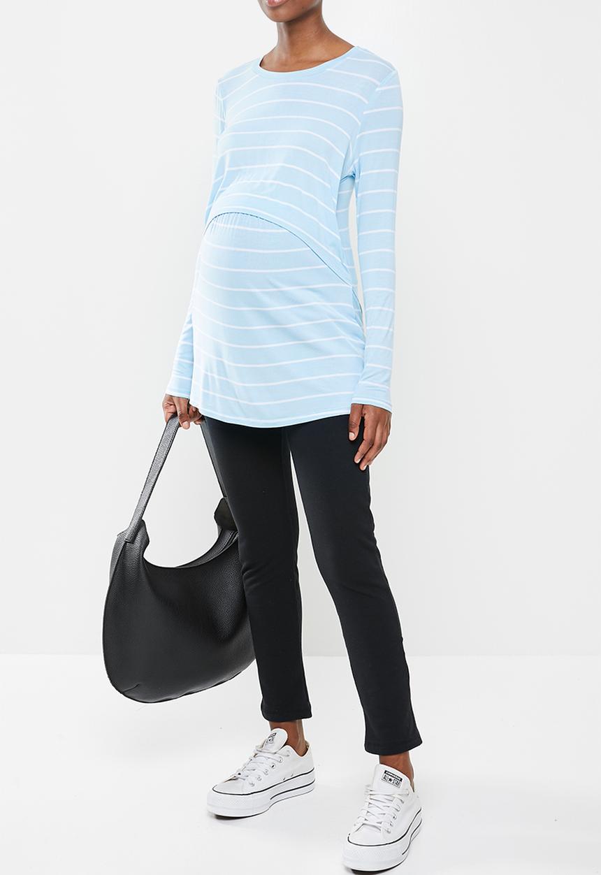 Cotton On - Maternity 2 in 1 long sleeve top 2 pack - white & blue 