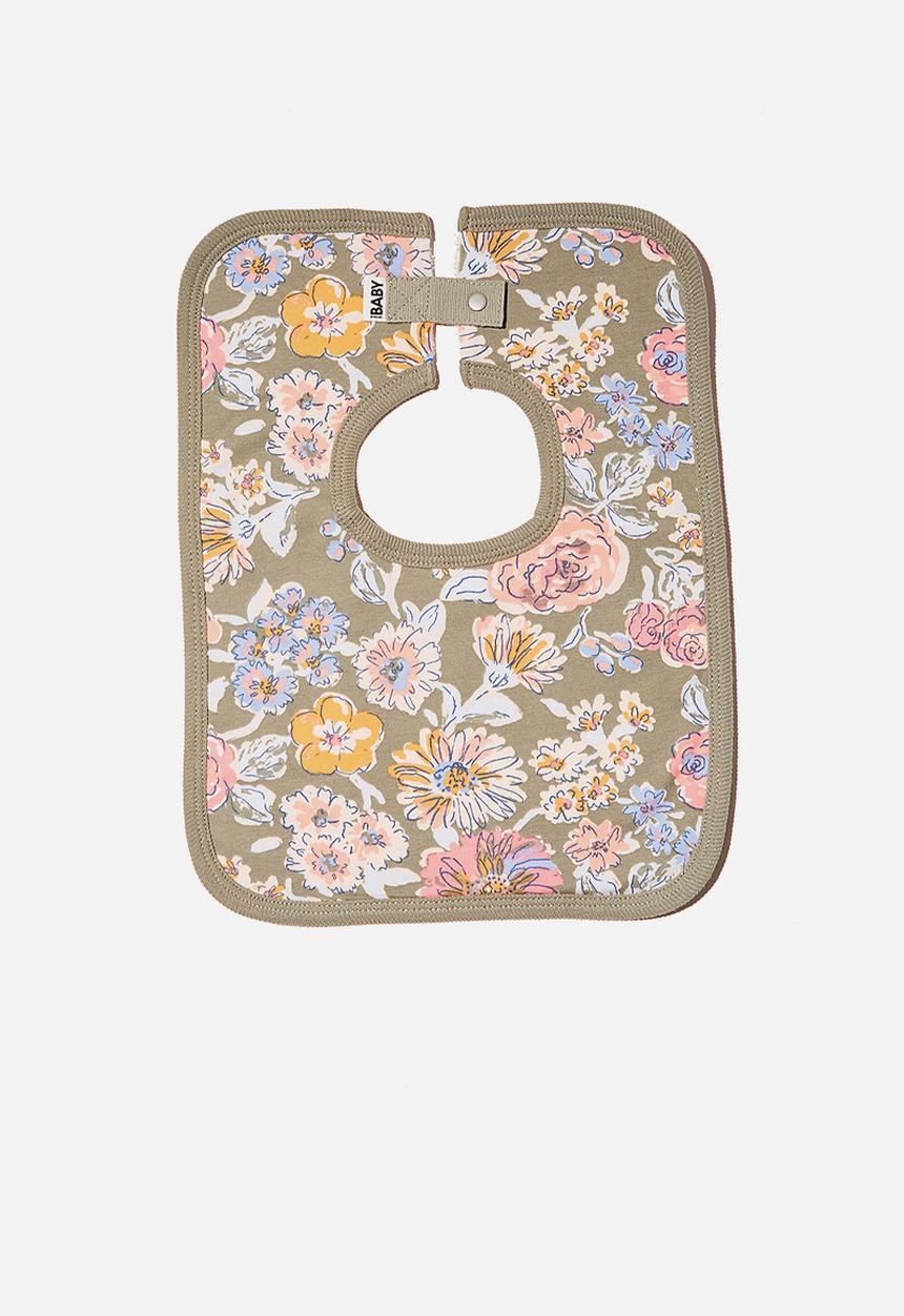 Cotton On - The darcey square bib - silver sage/matilda floral