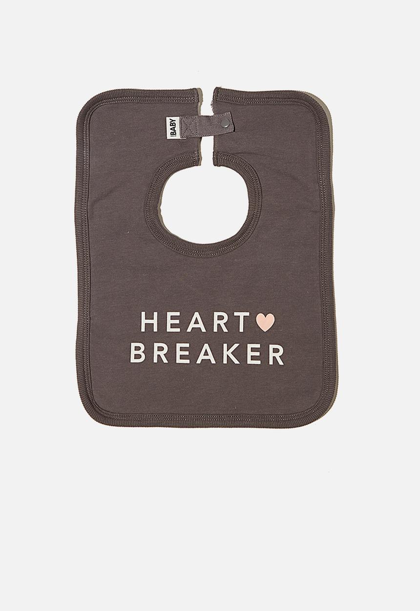 Cotton On - The darcey square bib - rabbit grey/heartbreaker