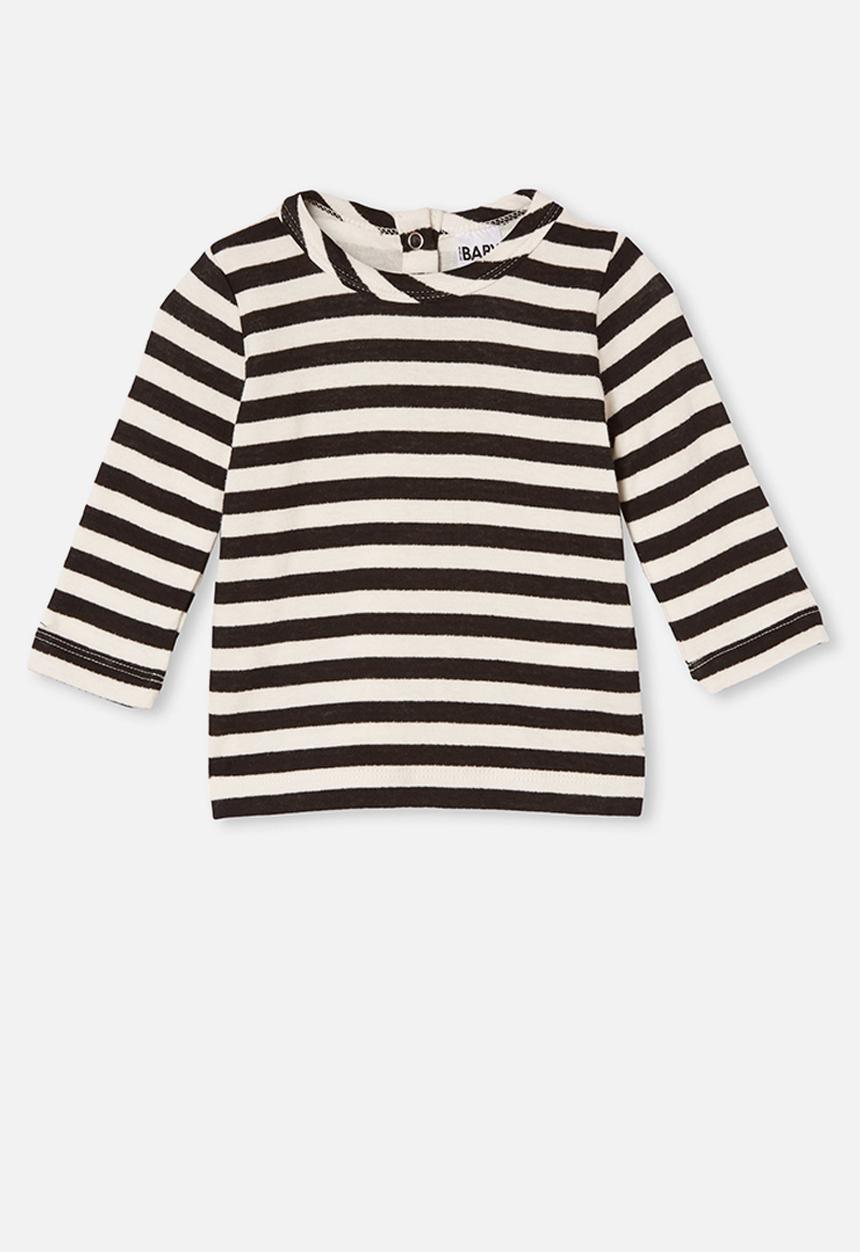 Cotton On - Lenny long sleeve top - hannah stripe black/white