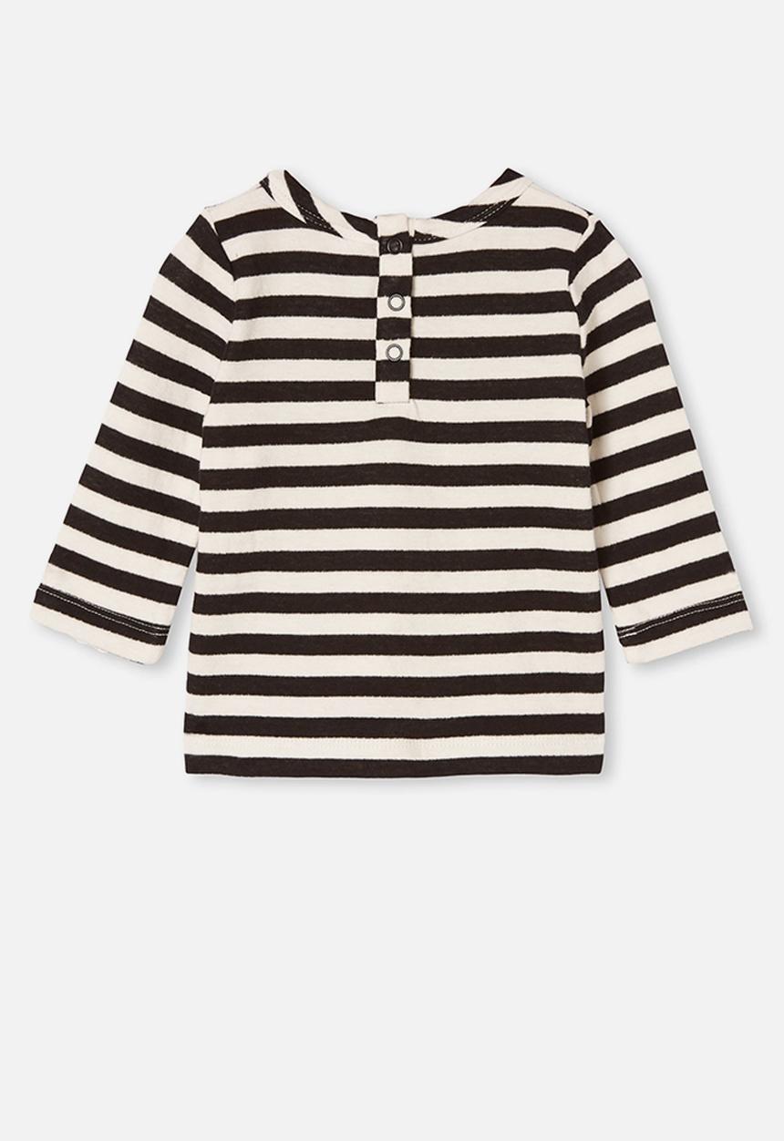 Cotton On - Lenny long sleeve top - hannah stripe black/white