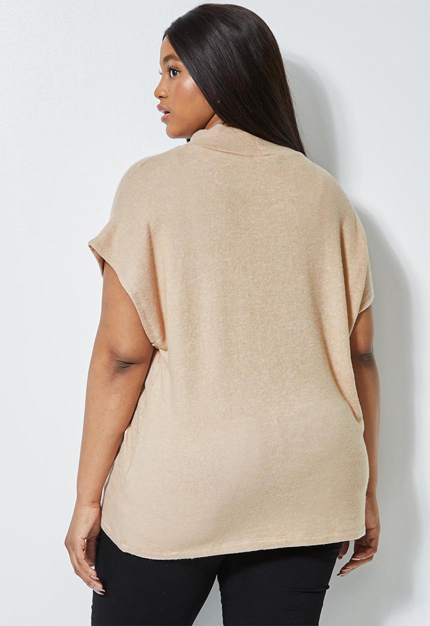 Superbalist - Soft touch sleeveless poloneck top - beige 
