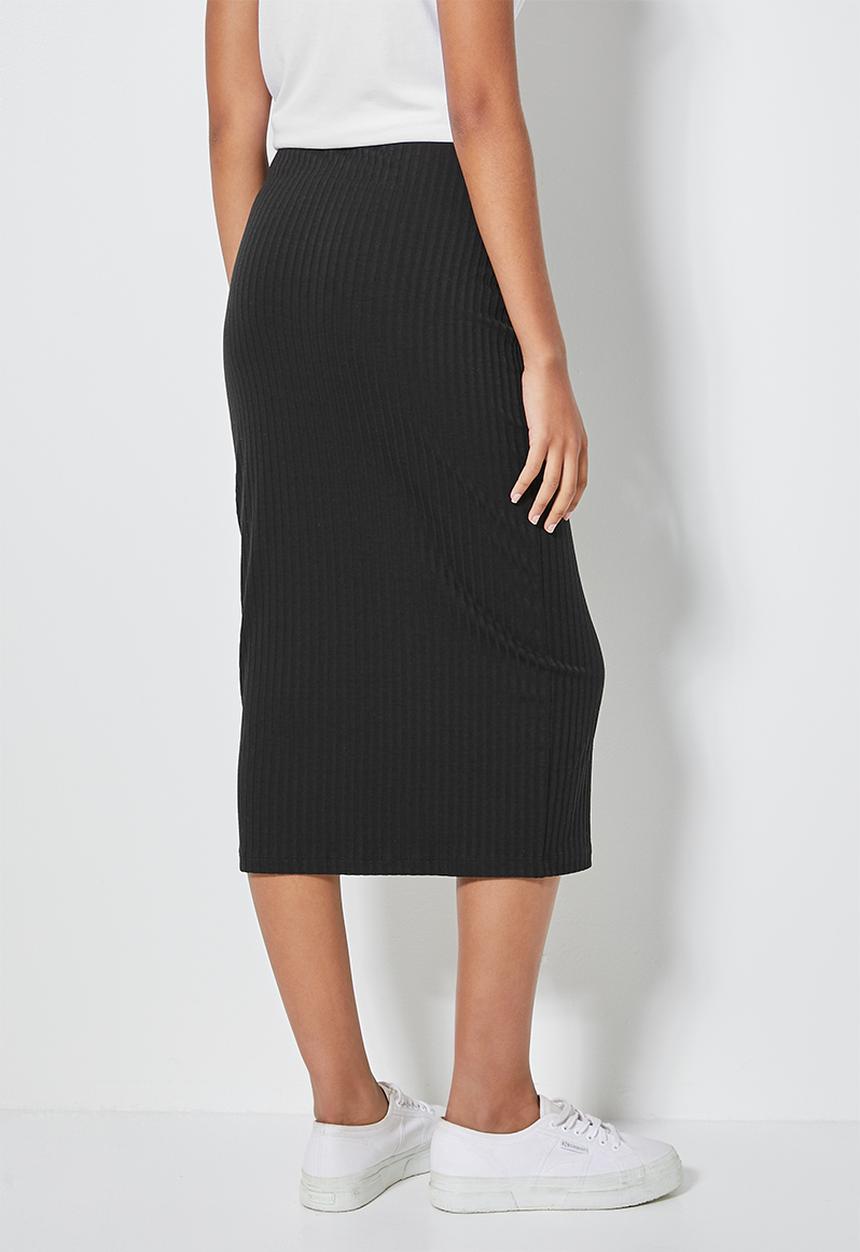 Superbalist - Rib bodycon skirt - black
