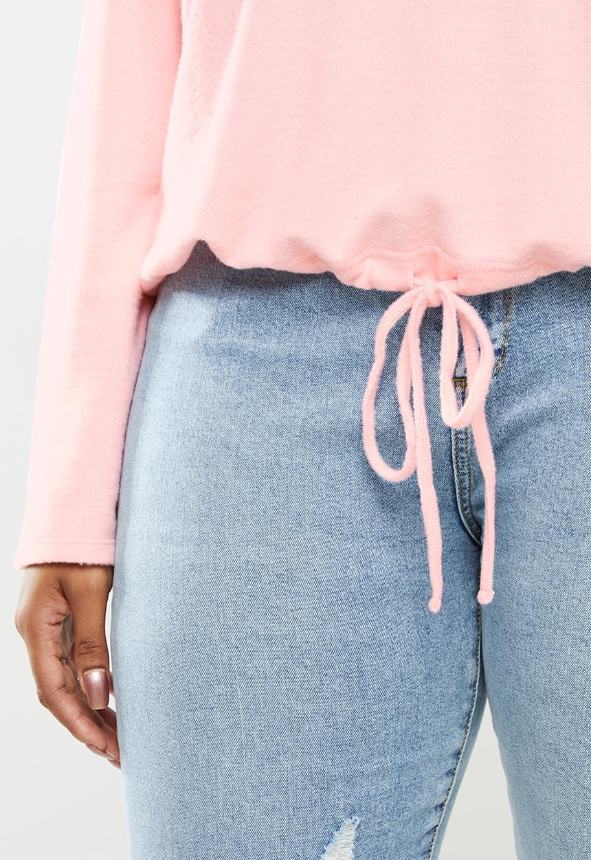 Cotton On - Curve super soft draw cord crew - pink